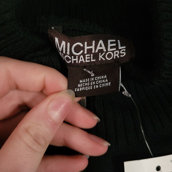 Michael Kors Cardigan Full Zip Sweater Mens Large Wool Blend Black Mock Neck NWT - Picture 2 of 11